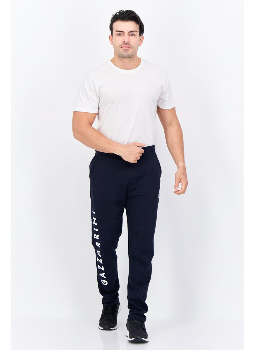 Gazzarrini - Men Regular Fit Brand Logo Joggers Pants, Navy - Image 1