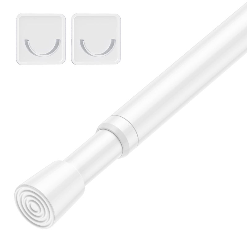 fvonzn Tension Curtain Rod 18-39 Inch with 2 Brackets Adjustable Spring Loaded Curtain Rods No Drilling Extendable White Tension Rod for Window Door Closet Bookshelf Kitchen Bathroom - Image 1