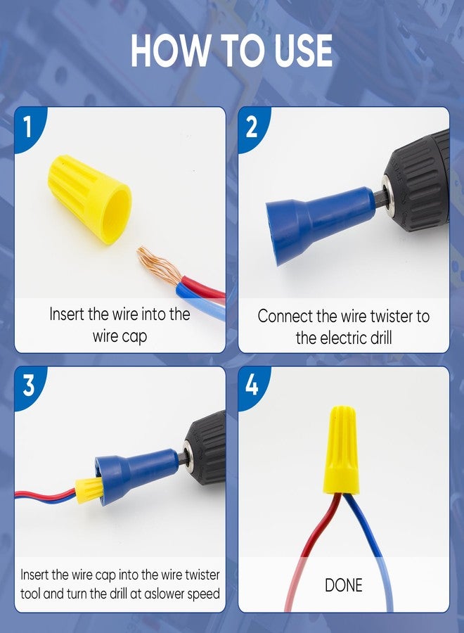 LISTENJIALE Wire Nut Twister,LISTENJIALE Wire Twister Tool for Drill and Wire Connector Driver with 1/4" Chuck(Blue) - Image 5