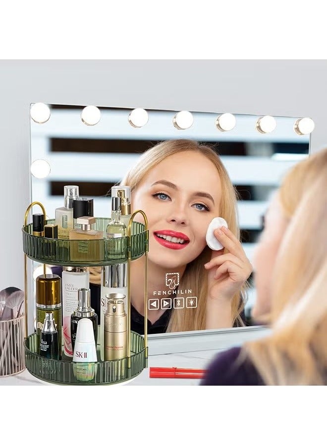 Beauenty 360 Rotating Makeup Organizer Cosmetics Organizer Storage Large Capacity Bedroom Bathroom Countertop Skin Care Cosmetic Dressing Table Perfume Lotion Cologne Storage Box Makeup Display Case - Image 3