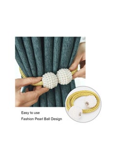 The Bros Magnetic Curtain Tiebacks, 2 Pack Drape Tie Backs Decorative Curtain Holdbacks for Window Draperies, Curtain Clips Rope Straps for Home Bedroom Office Decorative Curtain (Gold)  - Image 2