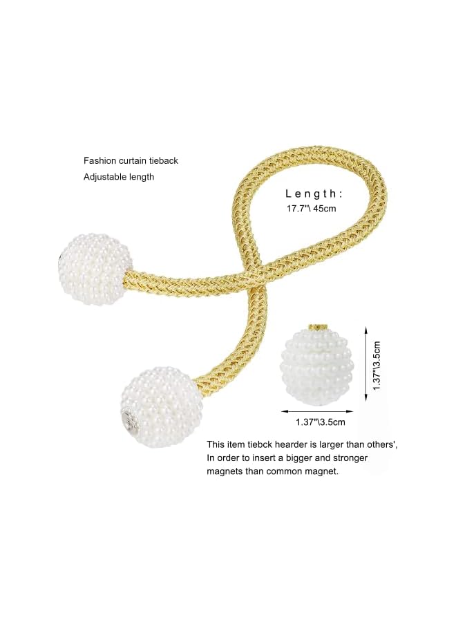 The Bros Magnetic Curtain Tiebacks, 2 Pack Drape Tie Backs Decorative Curtain Holdbacks for Window Draperies, Curtain Clips Rope Straps for Home Bedroom Office Decorative Curtain (Gold)  - Image 3