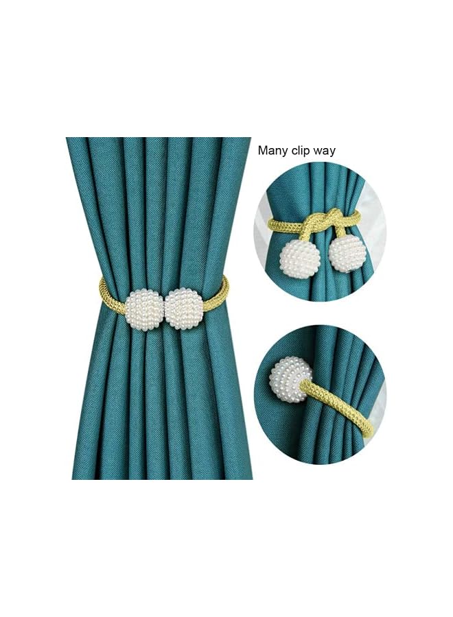 The Bros Magnetic Curtain Tiebacks, 2 Pack Drape Tie Backs Decorative Curtain Holdbacks for Window Draperies, Curtain Clips Rope Straps for Home Bedroom Office Decorative Curtain (Gold)  - Image 5