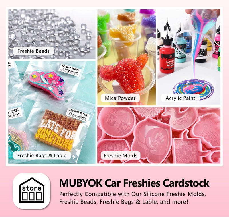 MUBYOK M449 2.5inch 100pcs Car Freshies Cardstock Cutouts Round for Circles Silicone Molds & Aroma Beads Accessories Supplies, Funny Quote, Positive Quotes, Coffee,Pink bow - Image 2