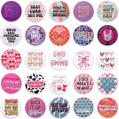 MUBYOK M449 2.5inch 100pcs Car Freshies Cardstock Cutouts Round for Circles Silicone Molds & Aroma Beads Accessories Supplies, Funny Quote, Positive Quotes, Coffee,Pink bow - Image 3