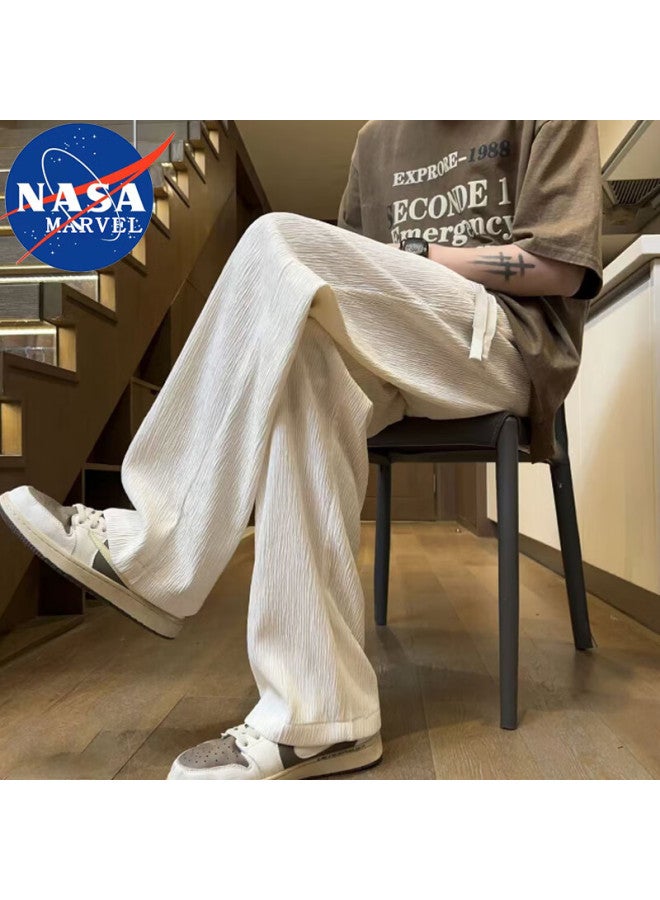 Nasa Marvel Men's Summer Ice Silk Thin Straight Quick-drying Trendy Slim Fit Long Pants Black XL - Image 2