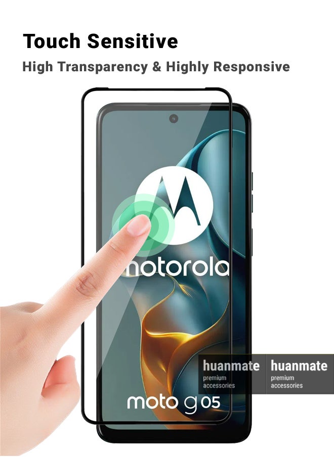 Motorola Moto G05 Screen Protector – Premium Edge to Edge Tempered Glass, High Transparency, Delicate Touch, Anti-Explosion, Smooth Arc Edges, Easy Installation