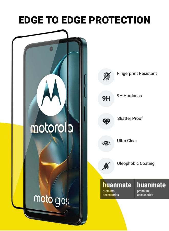 Motorola Moto G05 Screen Protector – Premium Edge to Edge Tempered Glass, High Transparency, Delicate Touch, Anti-Explosion, Smooth Arc Edges, Easy Installation