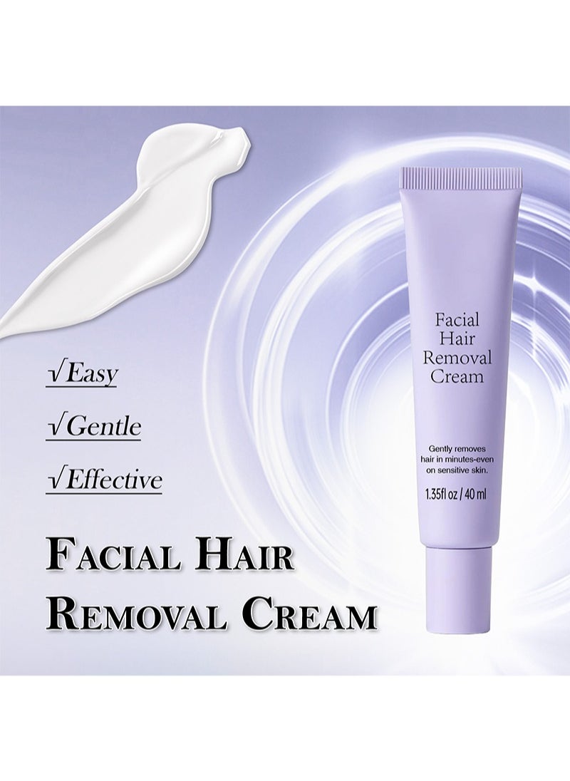 CARVENCHY Facial Hair Removal Cream 1.35fl oz/40ml and Soothing Balm 0.17fl oz/5ml for All Skin Types,Facial Hair Remover with Precision Shaving Tip,Quickly and Gently Removes Facial Hair,Calming Serum with Aloe Vera  - Image 5