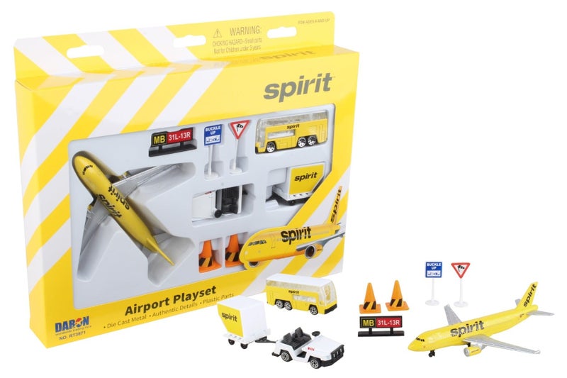 Daron Spirit Airlines Airport Playset with DieCast Metal Model Airplane with Plastic Parts Cars and Transportation Toys for Kids Ages 3 - Image 3