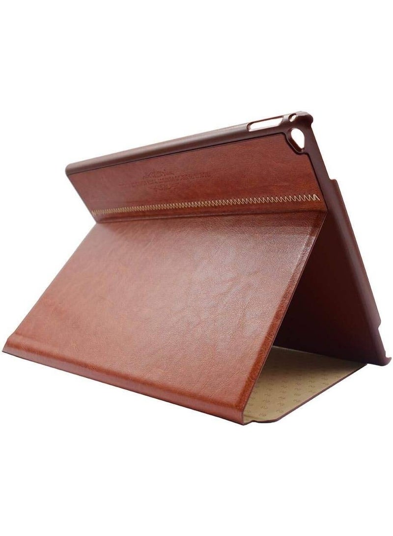 كاكو غطاء حماية فوليو لجهاز آيباد برو 12.9 بوصة، جراب بني نحيف ومتين من جلد البولي يوريثان مع حامل عرض، مقاوم للصدمات والخدش - Image 1