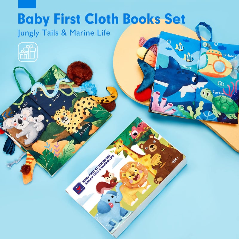hahaland Baby Toys 0-6 Months - Baby Books 2PCS, Babies Toy 6-12 Months - Soft, Crinkle, Squeaky, Sensory, Montessori, Tummy Time Toys - Baby Shower Boy Gifts Infant Easter Basket Stuffers - Image 2