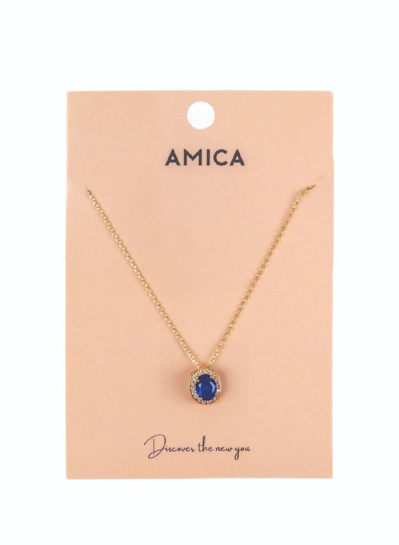 AMICA Studded Sapphire Pendant Necklace