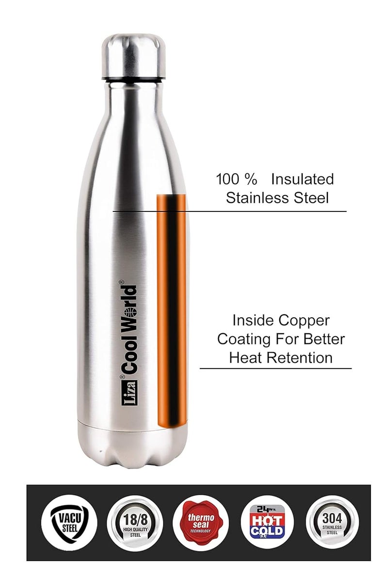 Liza Liza Cool World Vacu Steel Hot and Cold Water Bottle, 1000 ml, Silver - Image 3
