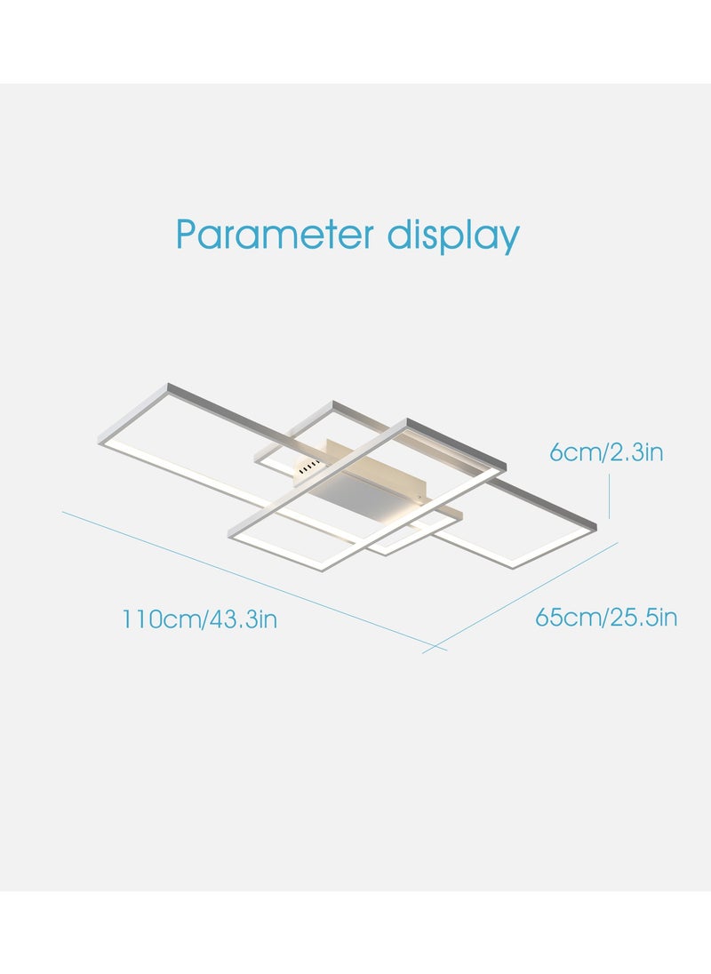 Haikomin Dimmable LED Ceiling Light With Remote Control Modern Recessed Mounted Ceiling Lighting Fixture, 3 square Acrylic Ceiling Light White 50W LED Chandelier Bedroom Dining Room Kitchen  - Image 5