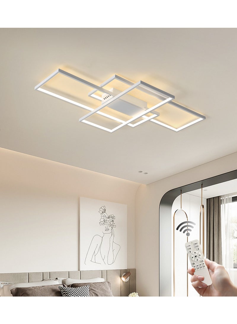 Haikomin Dimmable LED Ceiling Light With Remote Control Modern Recessed Mounted Ceiling Lighting Fixture, 3 square Acrylic Ceiling Light White 50W LED Chandelier Bedroom Dining Room Kitchen  - Image 1