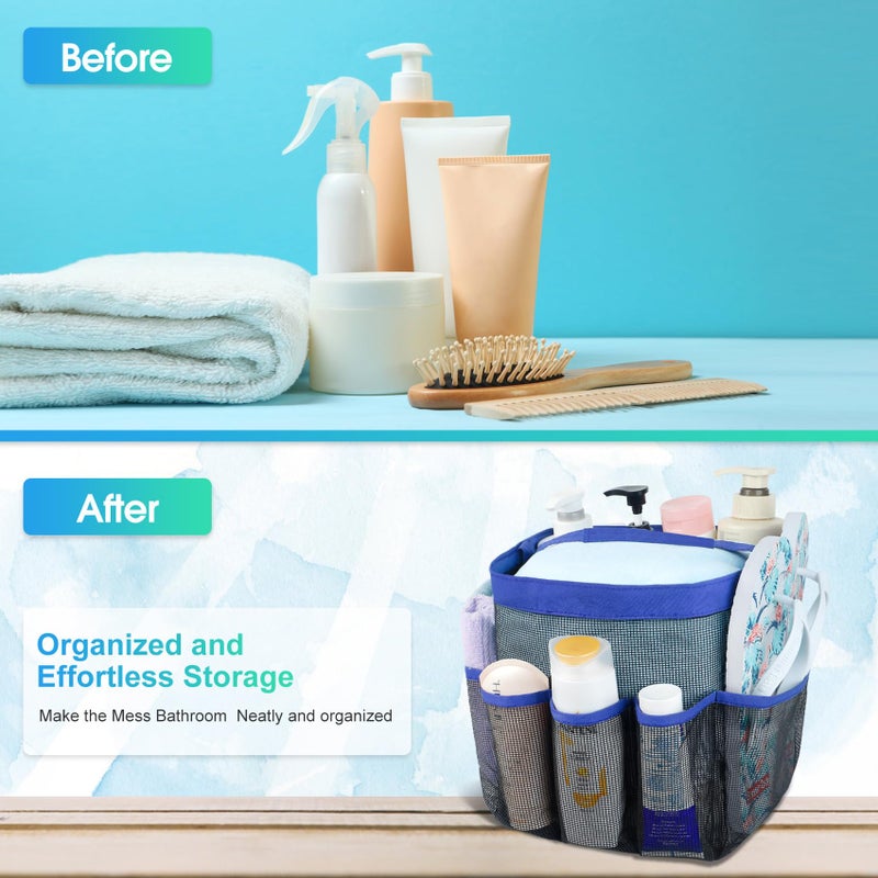 Attmu Mesh Shower Caddy Portable for College Dorm Room Essentials with 8 Pockets, Hanging Shower Caddy Dorm Basket, Quick Dry Shower Bag for Bathroom - Image 3