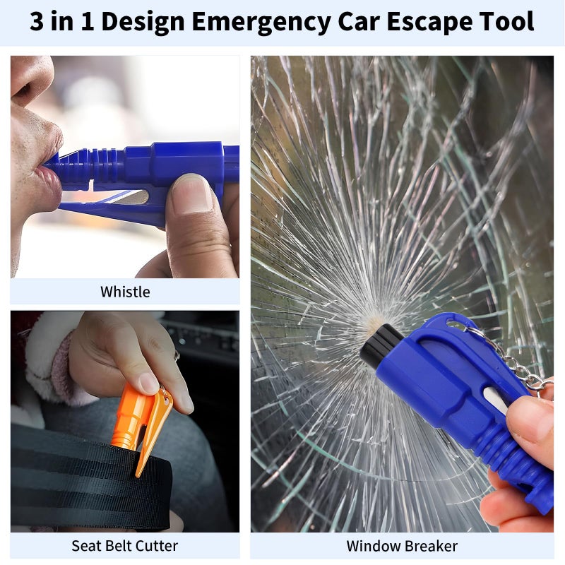 LECART 16 Pcs Car Escape Tools with Seatbelt Cutter Wimdow Breaker Whistle Keychain 3 in 1 Design Emergency Vehicle Safety Tool Must Have for Car Owner - Image 3