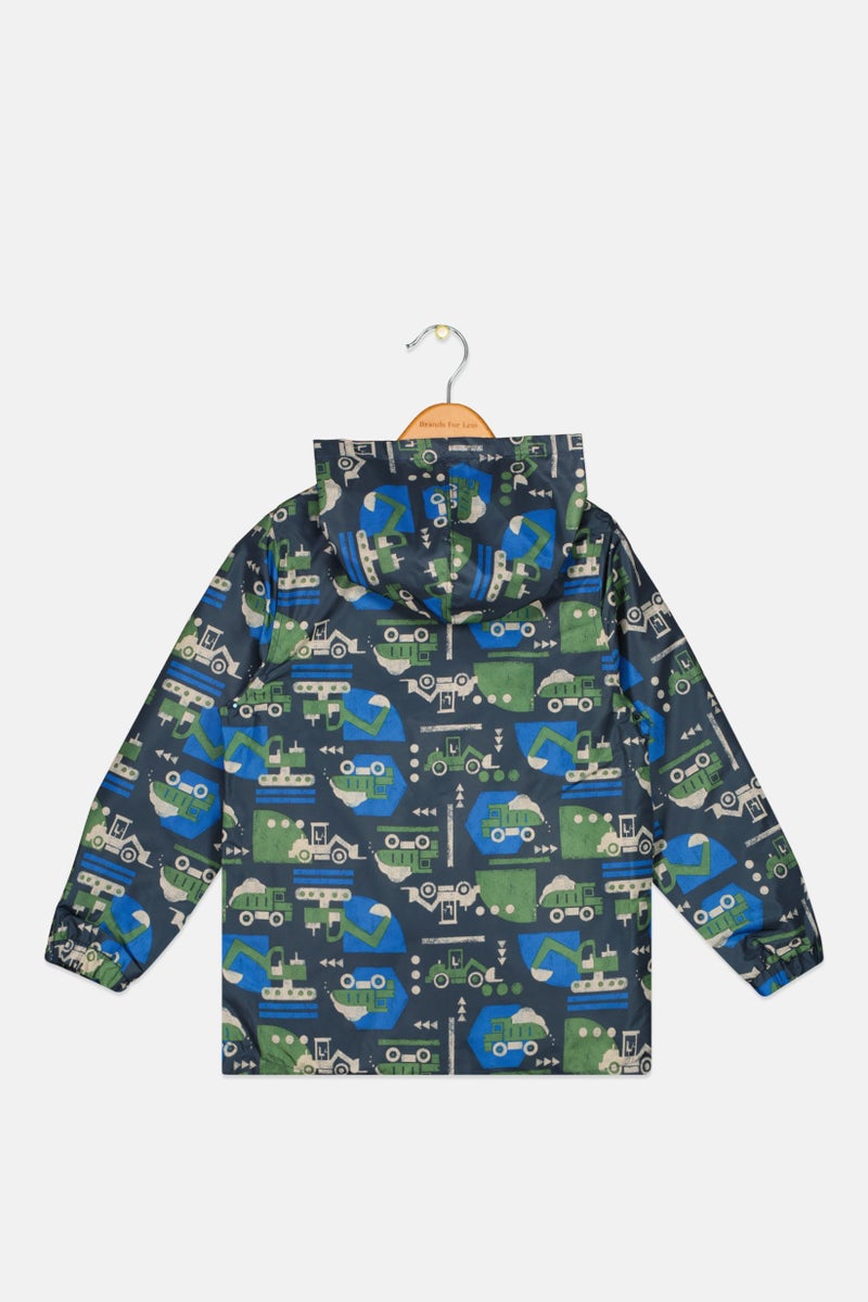 carter's Kids Boy Allover Print Rain Jacket, Navy Blue Combo - Image 2