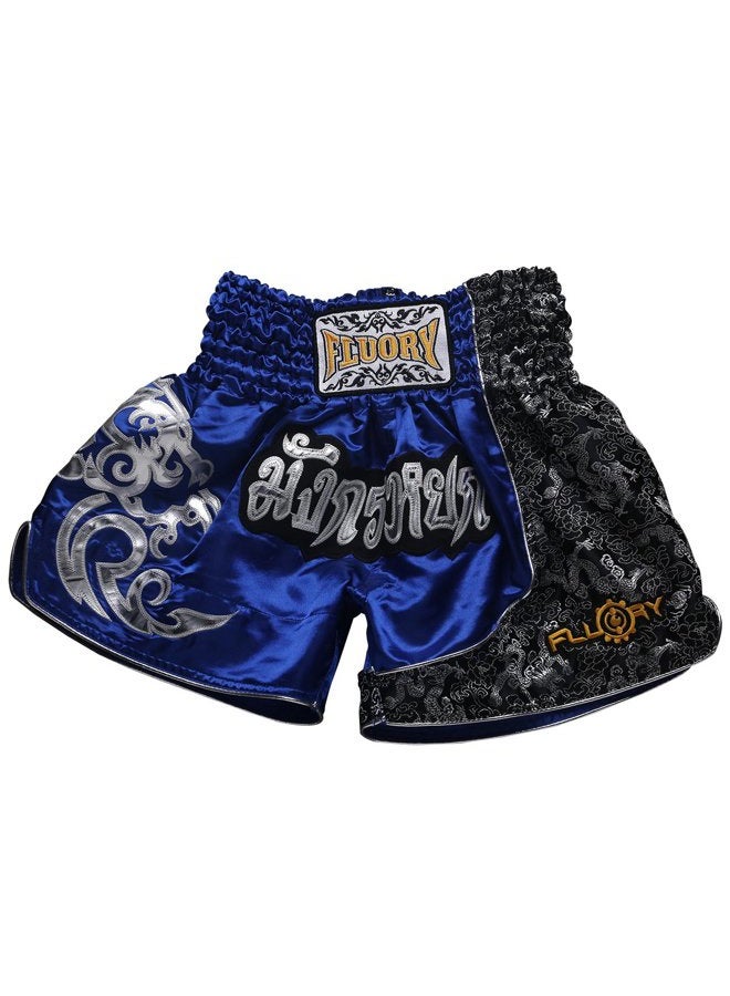 FLUORY Muay Thai Fight Shorts,MMA Shorts Clothing Training Cage Fighting Grappling Martial Arts Kickboxing Shorts Clothing, 2mtsf15-blue, L - Image 1