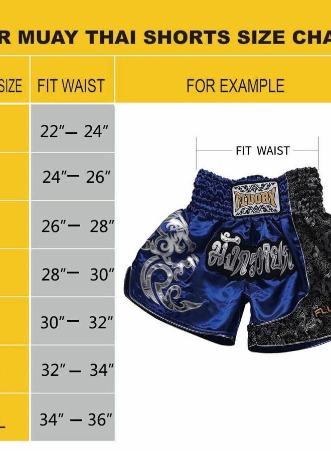 FLUORY Muay Thai Fight Shorts,MMA Shorts Clothing Training Cage Fighting Grappling Martial Arts Kickboxing Shorts Clothing, 2mtsf15-blue, L - Image 5