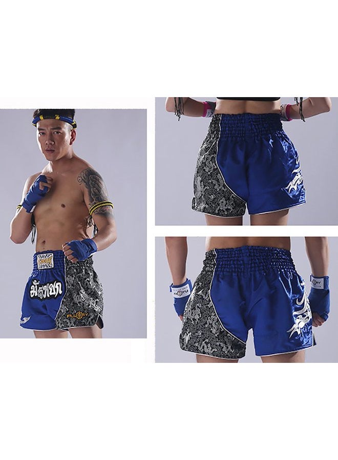 FLUORY Muay Thai Fight Shorts,MMA Shorts Clothing Training Cage Fighting Grappling Martial Arts Kickboxing Shorts Clothing, 2mtsf15-blue, L - Image 2