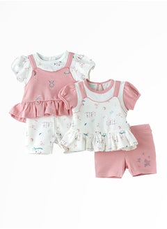 Elegant Kids Sunshine Sprinkles: Girls' Breezy Tee & Shorts Set Playful Prints & Summer Fun  - Image 1