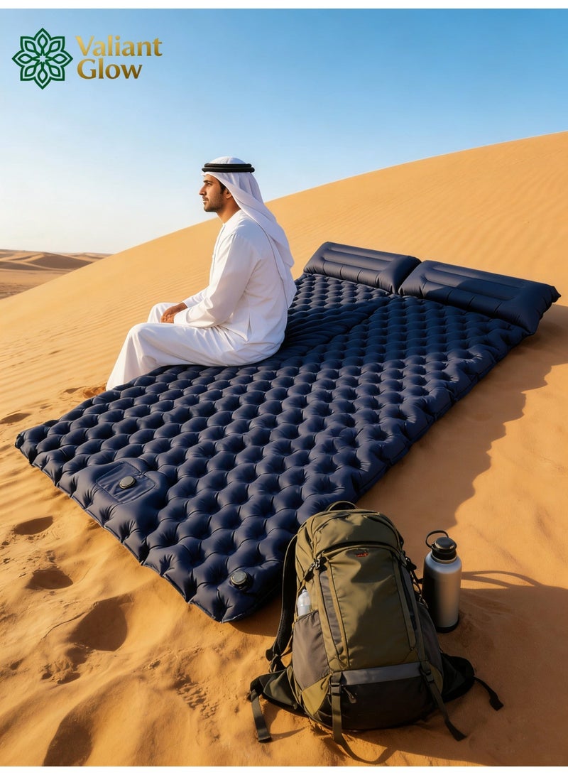 وسادة النوم للتخييم مزدوجة مع وسادة ومضخة قدم مدمجة | وسادة التخييم المحمولة فائقة الخفيفة للتخييم في الهواء الطلق ورحلات المشي والتخييم الخيمة في الإمارات العربية المتحدة والمملكة العربية السعودية - view 2