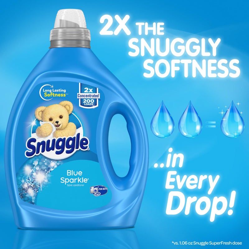 Snuggle Blue Sparkle Liquid Fabric Softener, 2X Concentrated, 200 Loads, 80 Fl Oz - Image 3