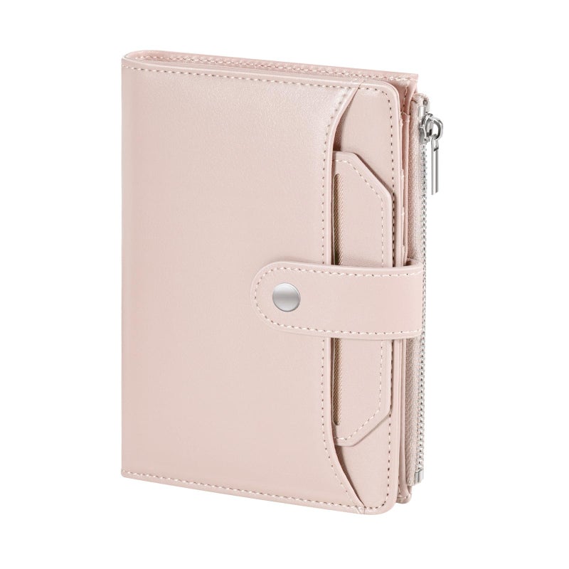 Dadanism RFID Passport Holder for Travel, Pu Leather Passport Wallet Cover with Card Holders, SIM Slots, Zippered Coin Pocket and Cash Slot, Slim Compact Travel Wallet for Women, Pink - Image 1