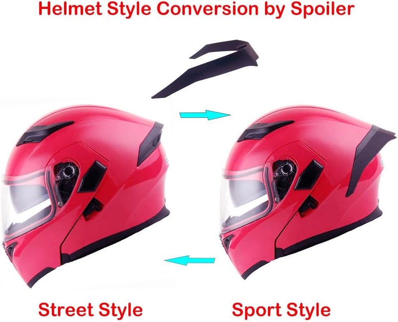 1Storm Motorcycle Modular Full Face Helmet with Dual Visor and Inner Sun Shield - Glossy Pink - Image 5