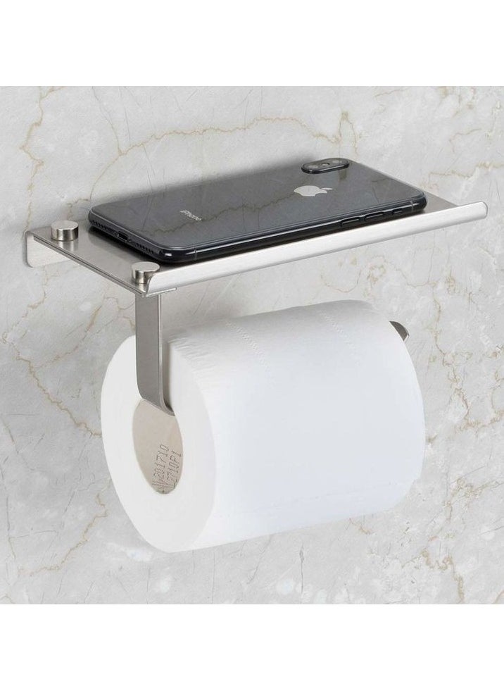 Generic - Silver stainless steel Shelf & Toilet Paper Holder - Image 1