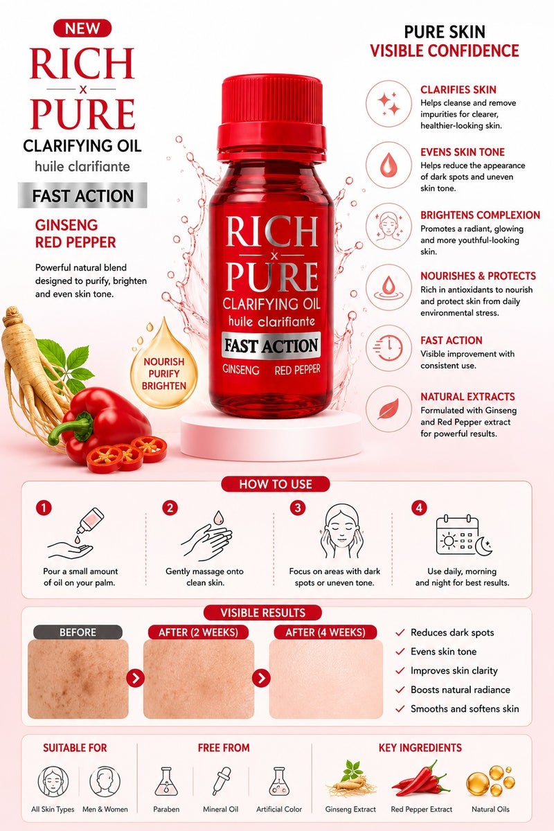 Rich & Pure Clarifying Oil Fast Action With Ginseng And Red Pepper 60 ml - Image 2