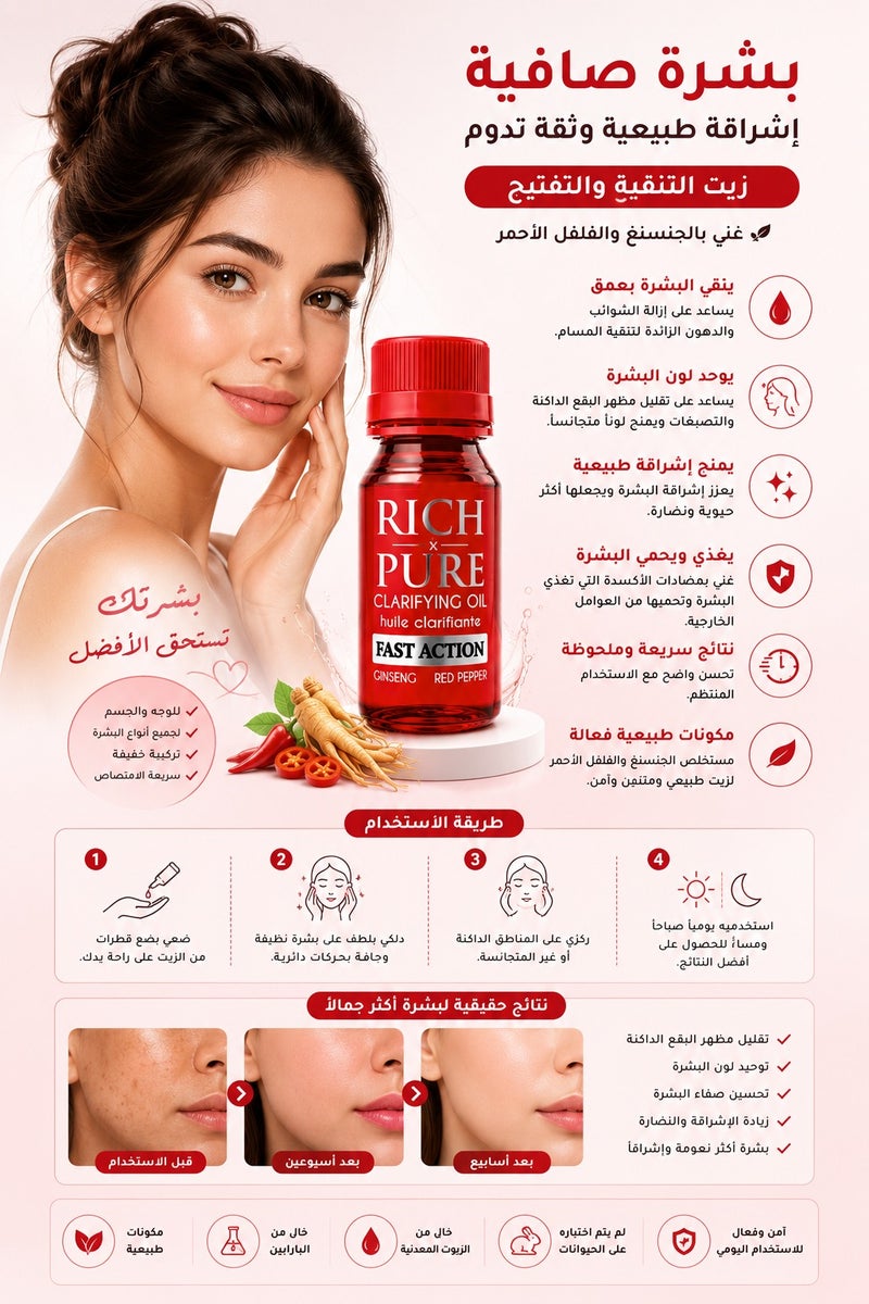 Rich & Pure Clarifying Oil Fast Action With Ginseng And Red Pepper 60 ml - Image 3