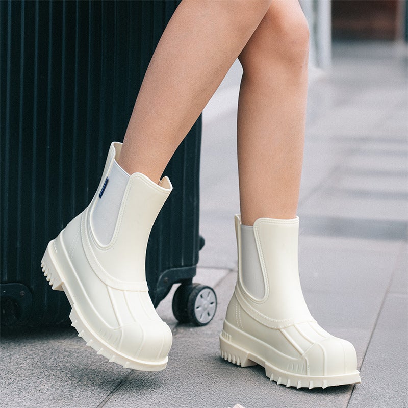 export fashion rain boots women''s mid-top waterproof shoes mid-tube rain boots women''s non-slip water boots adult rubber shoes - Image 4