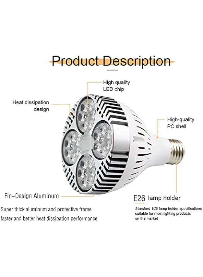 35W(75w Equivalent) PAR30 24pcs LEDs Warm White Spotlight Bulb E26 Project Tracking Light 24 Degree Beam (35W, Warm White) - Image 3