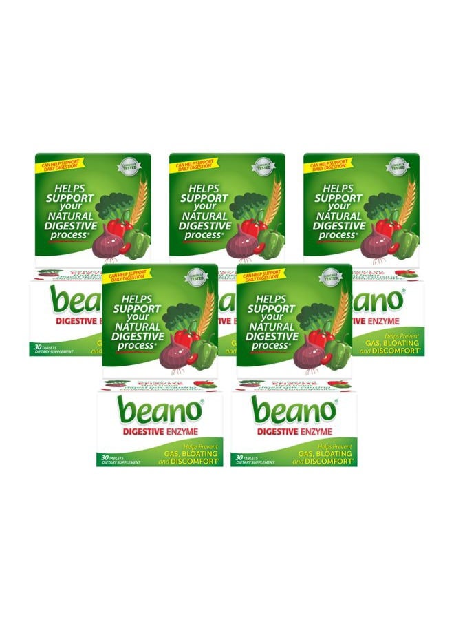 Beano "Extra Strength Supplement, Prevention Of Gases And Digestive Enzymes, 30 Count (Pack Of 5) - Image 1