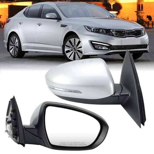 MOFOAP Passenger Side Mirror Compatible with 2011 2012 2013 Kia Optima Mirrors with Turn Signal Light,Power Glass,Manual Folding,Silvery (5 Pins) - Image 1