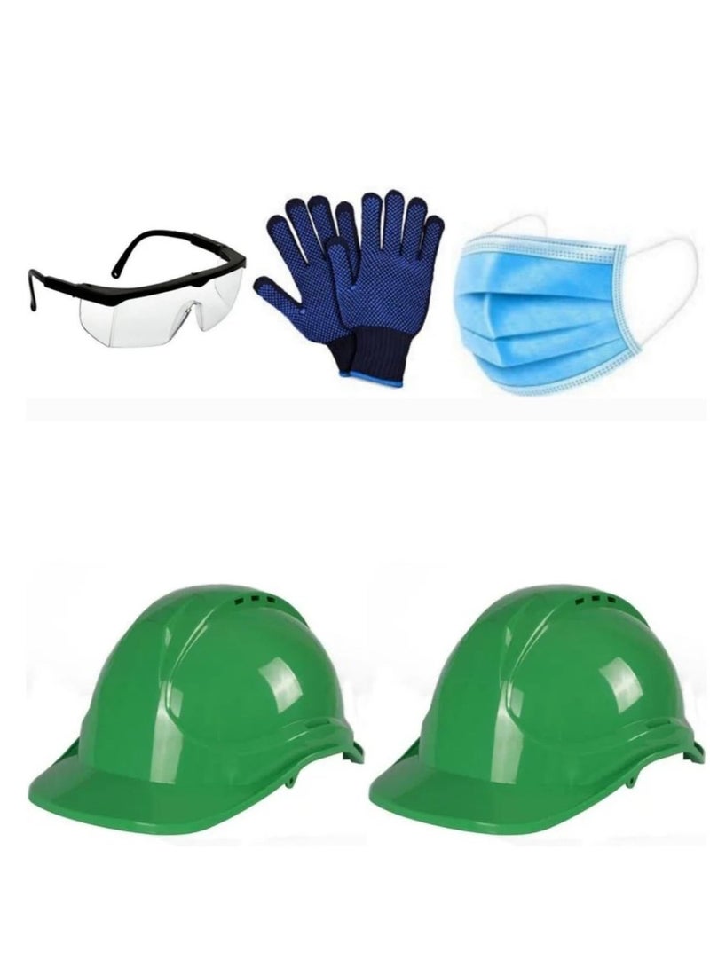 عباسلي خوذة أمان متينة، عبوة من قطعتين مع نظارات واقية، و10 قطع كمامة وقفازات