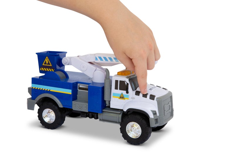 Mighty Fleet Rescue Force 12" Tough Cab Cherry Picker Toy Truck - Realistic Lights & Sounds, Movable Cherry Picker Arm, Free Wheeling Play, Ages 3+ - Image 3