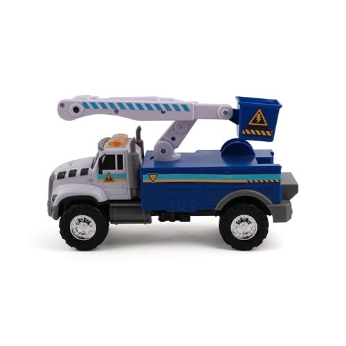 Mighty Fleet Rescue Force 12" Tough Cab Cherry Picker Toy Truck - Realistic Lights & Sounds, Movable Cherry Picker Arm, Free Wheeling Play, Ages 3+ - Image 4