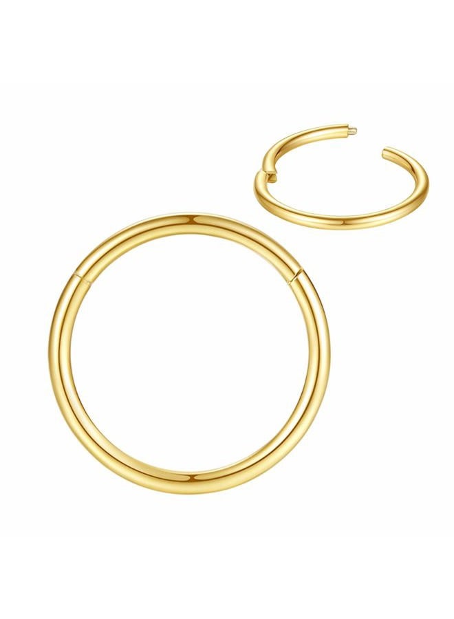 Dolce Vita 7mm Septum Ring Gold Nose Rings Hoop 18 Gauge Nose Hoop Helix Daith Tragus Earrings Hinged Segment Septum Clicker Lip Rings 18g Cartilage Earring Nose Piercing Jewelry Surgical Steel  - Image 1