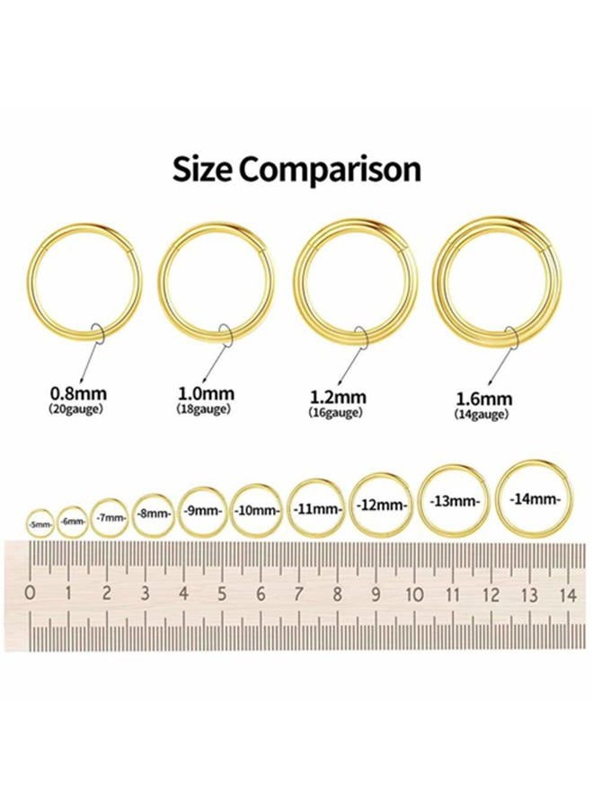 Dolce Vita 7mm Septum Ring Gold Nose Rings Hoop 18 Gauge Nose Hoop Helix Daith Tragus Earrings Hinged Segment Septum Clicker Lip Rings 18g Cartilage Earring Nose Piercing Jewelry Surgical Steel  - Image 3