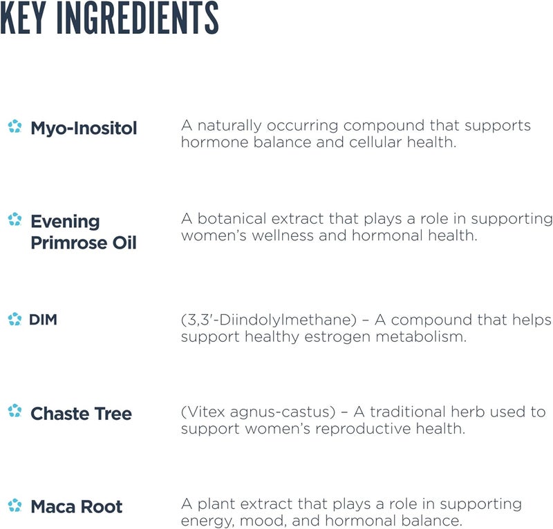 revive ريفايف إم دي توازن الهرمونات للنساء دعم الهرمونات مع ميو إينوزيتول توت الشجرة DIM فيتامين C E وزيت زهرة الربيع المسائية مكملات صحة النساء لتوازن الهرمونات 180 كبسولة - Image 3