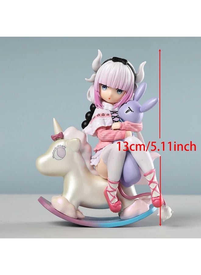 5.12 Inch Anime Girl on Unicorn Plush Statue PVC Collectible Figure Pink Hair Purple Accents Ideal Hobbyist Gift - Image 1