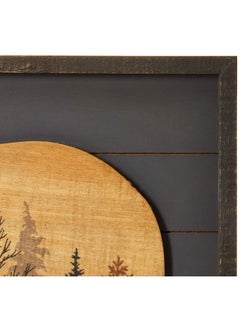 NIKKY HOME NIKKY HOME Cute Bear in The Forest Woodland Decorative Wood Framed Wall Art Prints Cabin Decor, 16" x 12", Dark Slate Grey  - Image 5