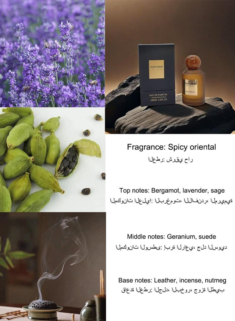 OUDALSOUD Oriental Oud Leather EDP 100ML/Spicy Oriental Eau De Parfume/25% Fragrance Concentration/For Men And Women/Preferred Gift - Image 3