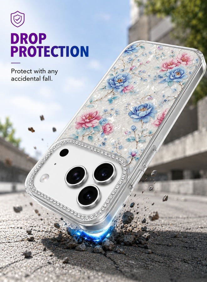 VR CREATIVE Protective Case Cover for Apple iPhone 17 Pro Max with Floral Marble Flower Print Transparent TPU + PC Shockproof Back Cover Design 5 - Image 5