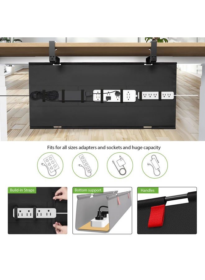 KEEGH Large 36" Under Desk Cable Management Tray - Under Desk Cord Organizer - Clamp/Screw Mount - Support Upto 70lbs - Fabric Wire Management - Gaming/PC Cable Raceways - Cord Hiders for Office/Home - Image 2