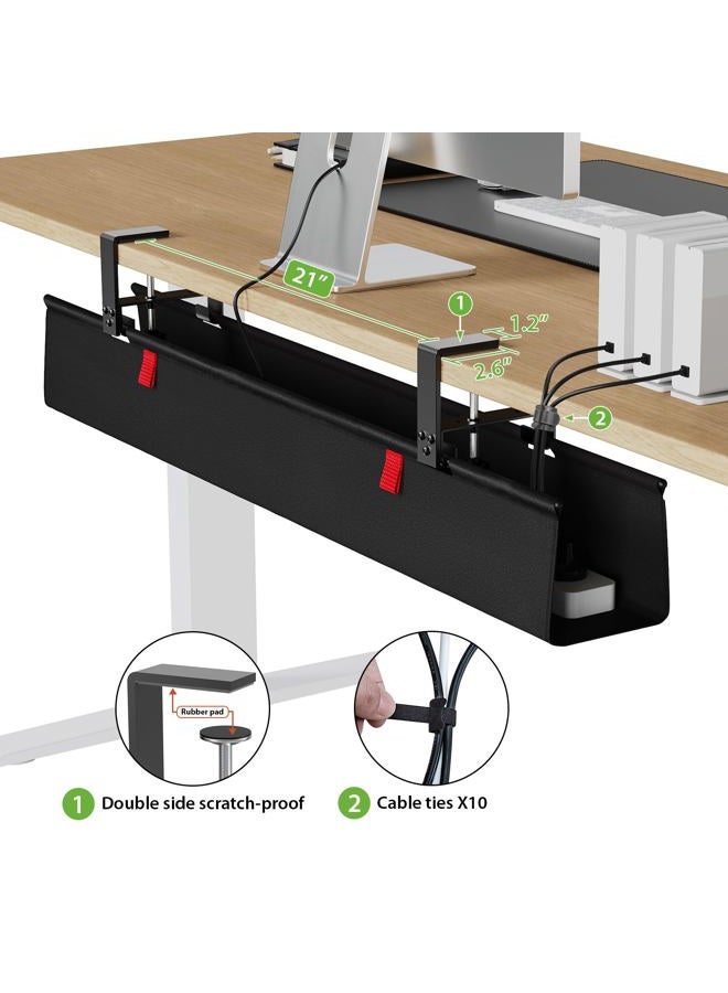 KEEGH Large 36" Under Desk Cable Management Tray - Under Desk Cord Organizer - Clamp/Screw Mount - Support Upto 70lbs - Fabric Wire Management - Gaming/PC Cable Raceways - Cord Hiders for Office/Home - Image 3